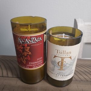 Two Wine Bottle Candles